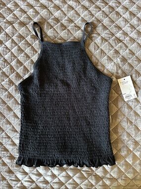 Kohl's Black Smocked Ruffle-Hem Camisole